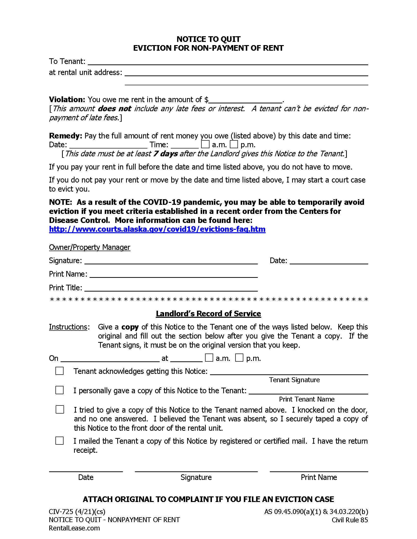 Free Alaska Rental Lease Agreement Templates PDF Word