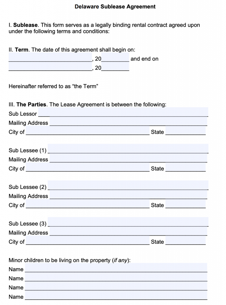 Free Delaware Rental Lease Agreement Templates PDF Word