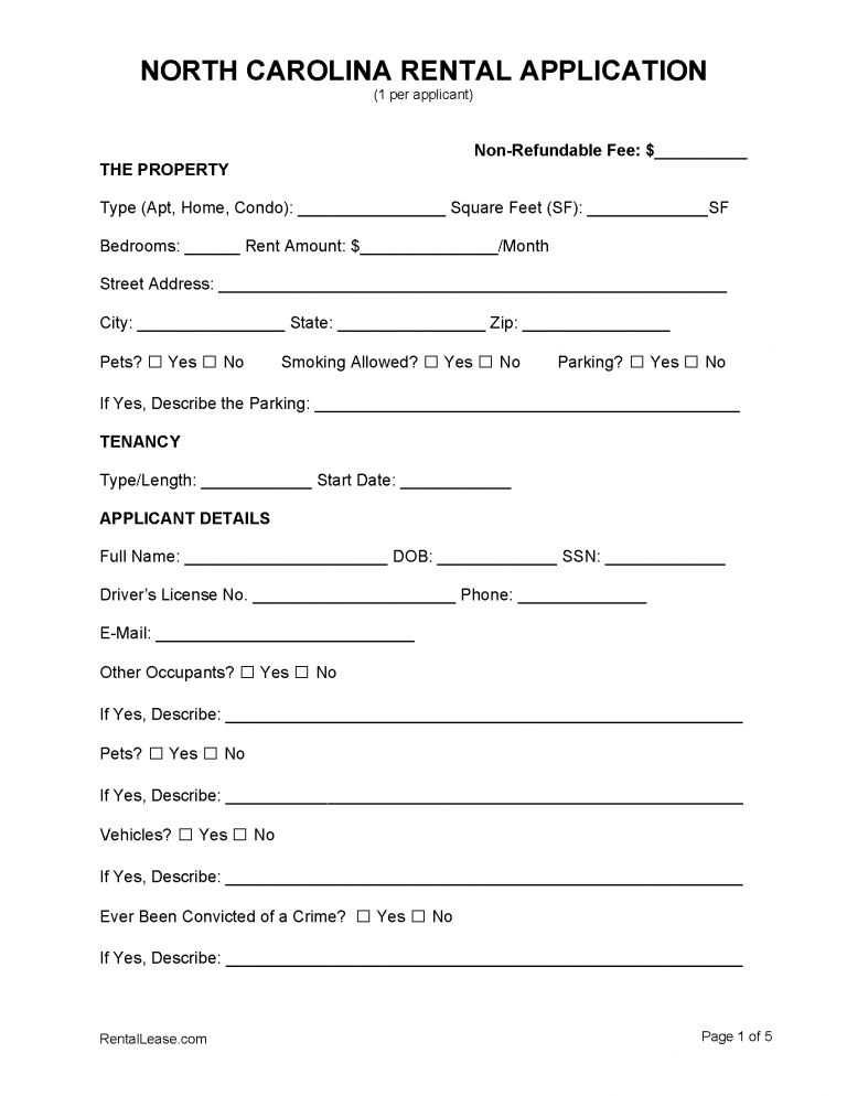 Free North Carolina Rental Lease Agreement Templates | PDF | Word