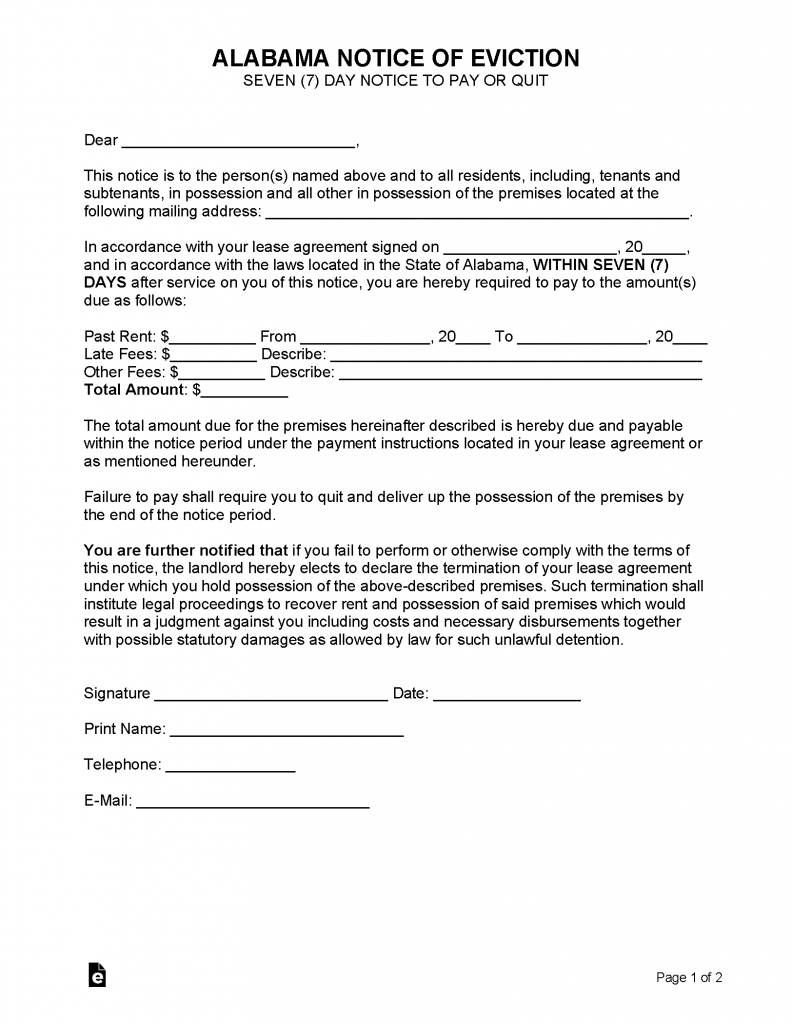 Free Alabama Rental Lease Agreement Templates | PDF | Word