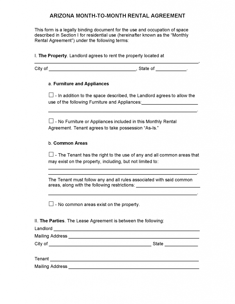 Free Arizona Rental Lease Agreement Templates | PDF | Word