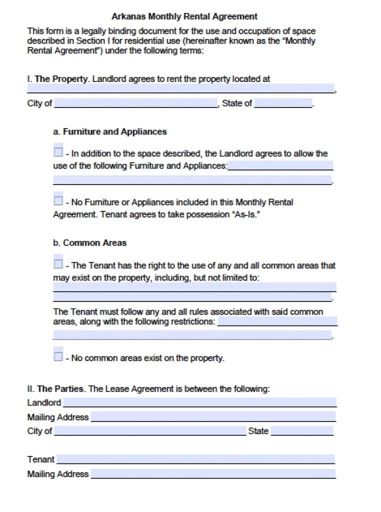 Free Arkansas Rental Lease Agreement Templates | PDF | Word