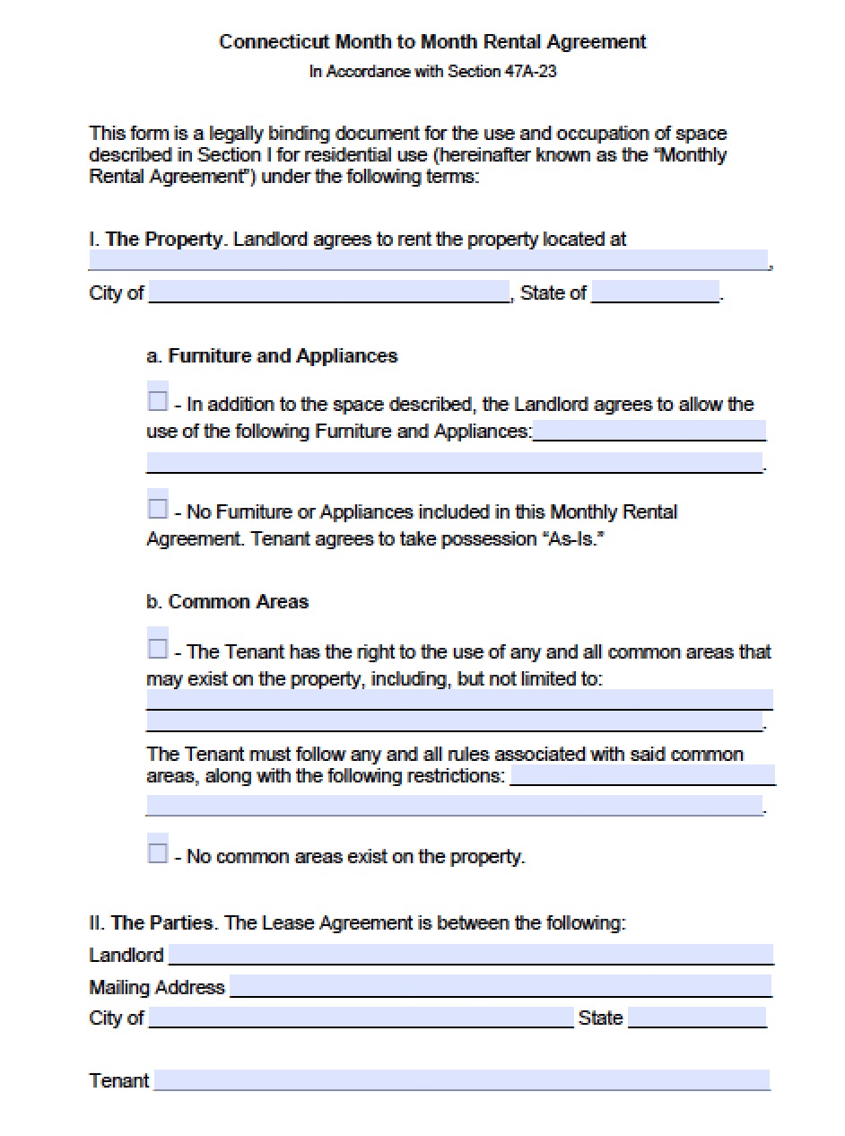 Rental Lease Agreement Ct Template Printable Form Templates And Letter