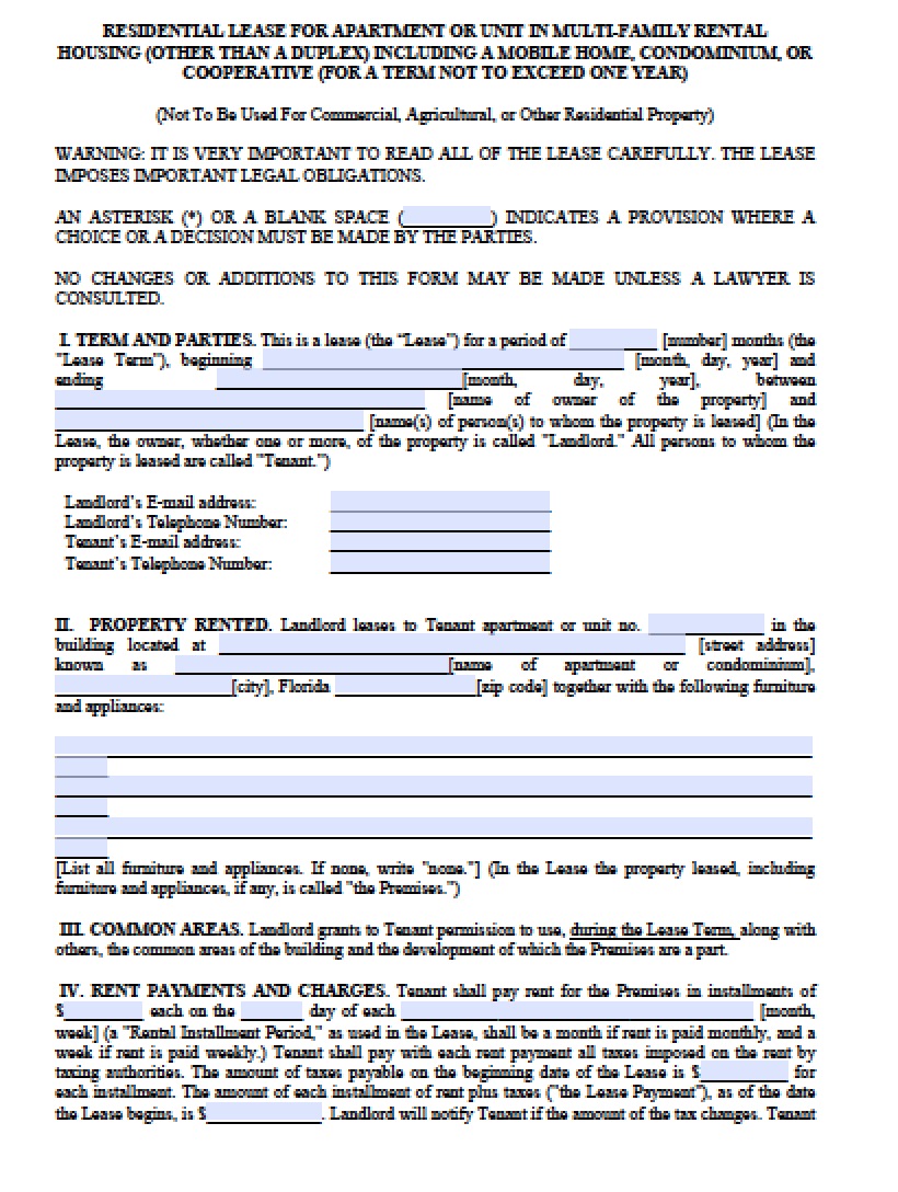 free florida month to month lease agreement pdf word