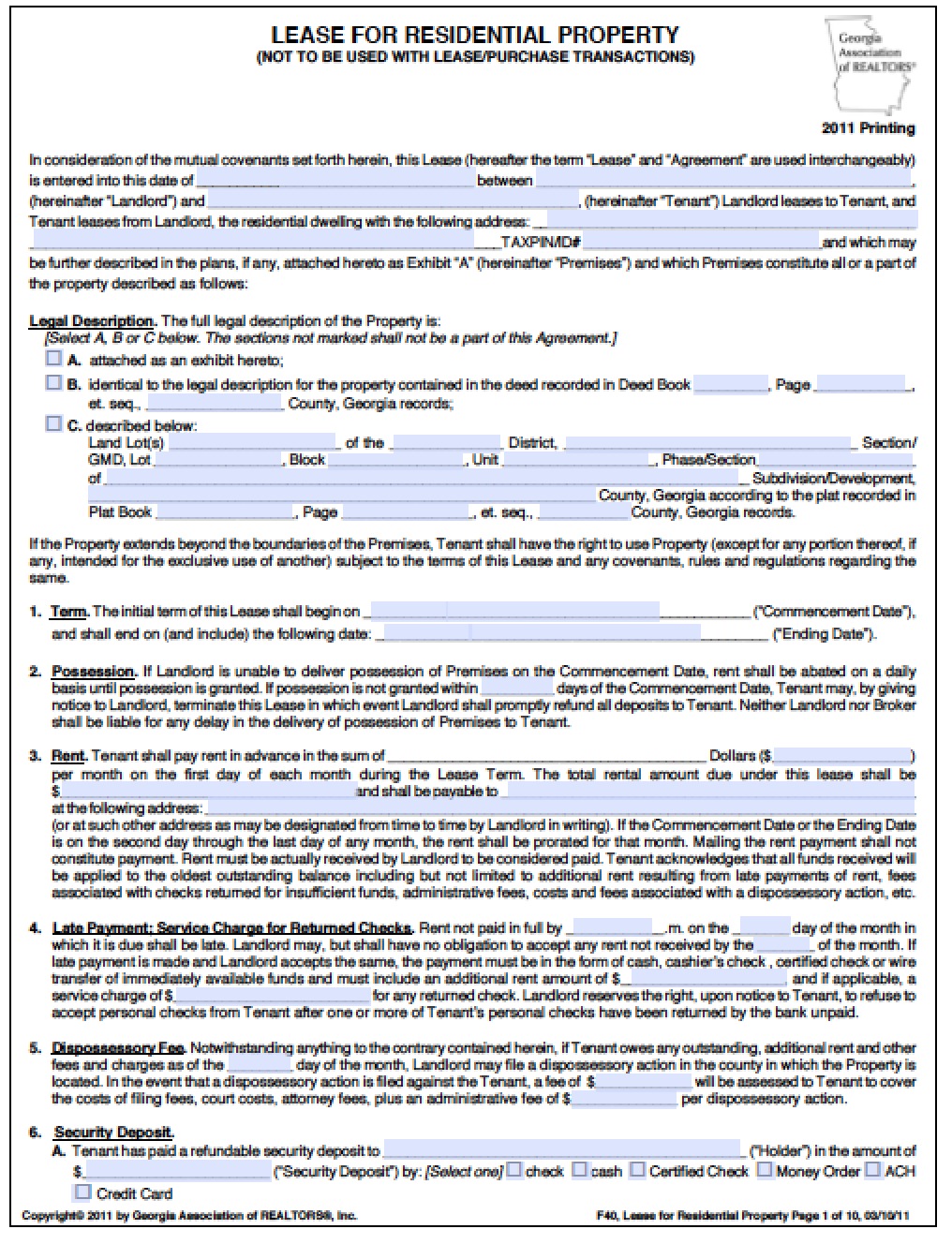 Free Georgia Residential Lease Agreement | PDF | Word (.doc)