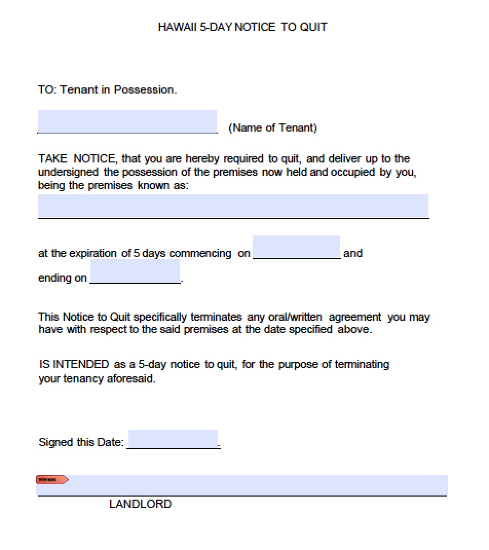 Eviction Notice Hawaii Template TUTORE ORG Master Of Documents