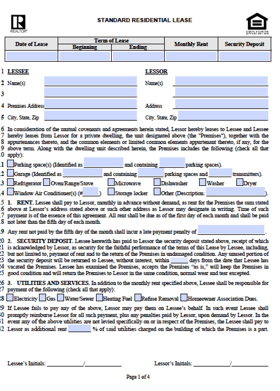 Free Illinois Residential Lease Agreement Template PDF Word (.doc)