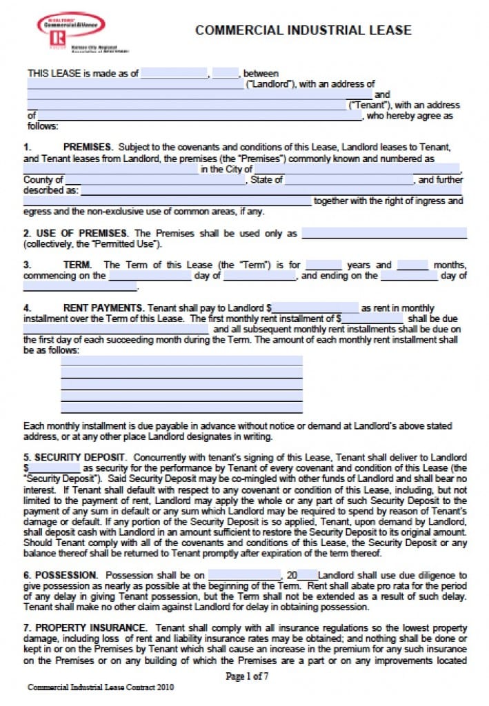 Free Kansas Commercial Lease Agreement | PDF | Word (.doc)