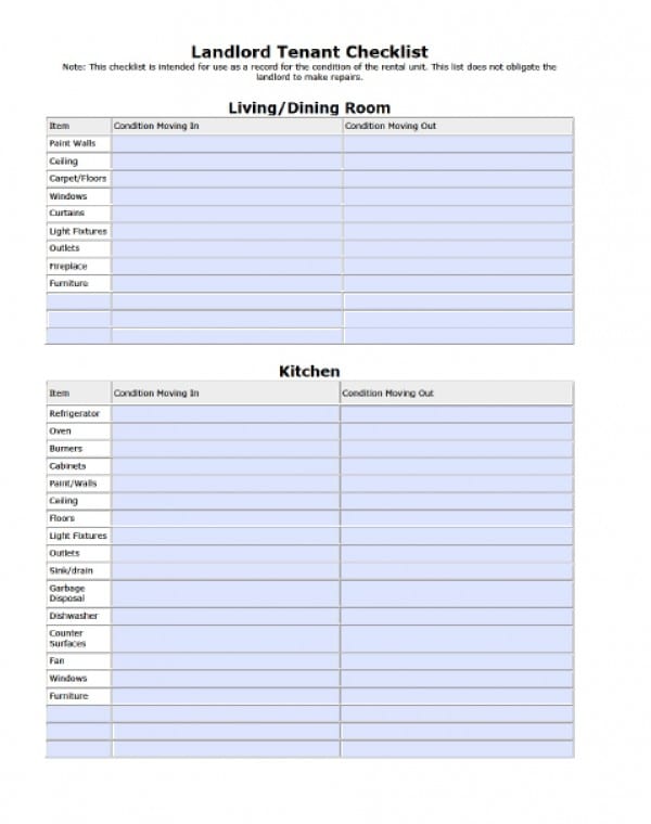 rental property move out checklist