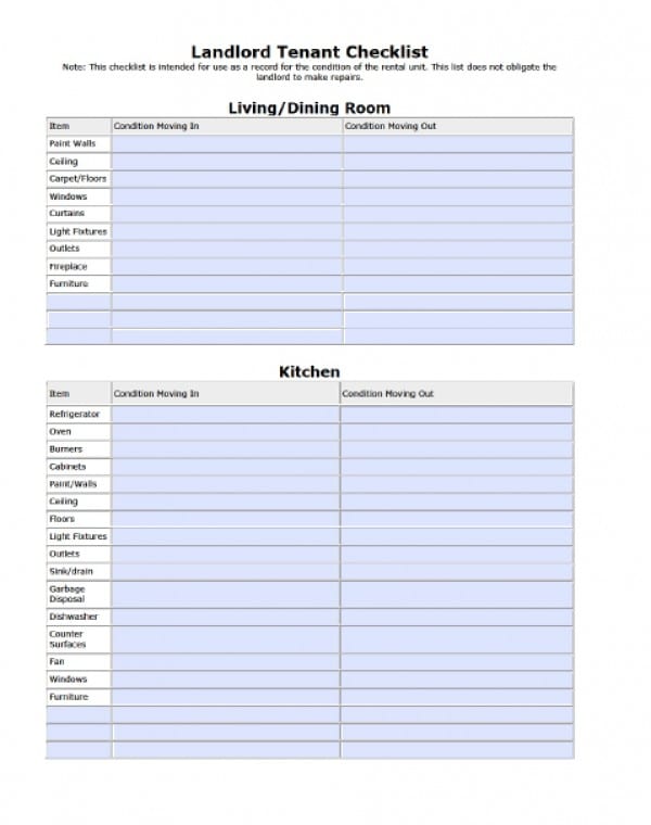 Landlord-Tenant Checklist