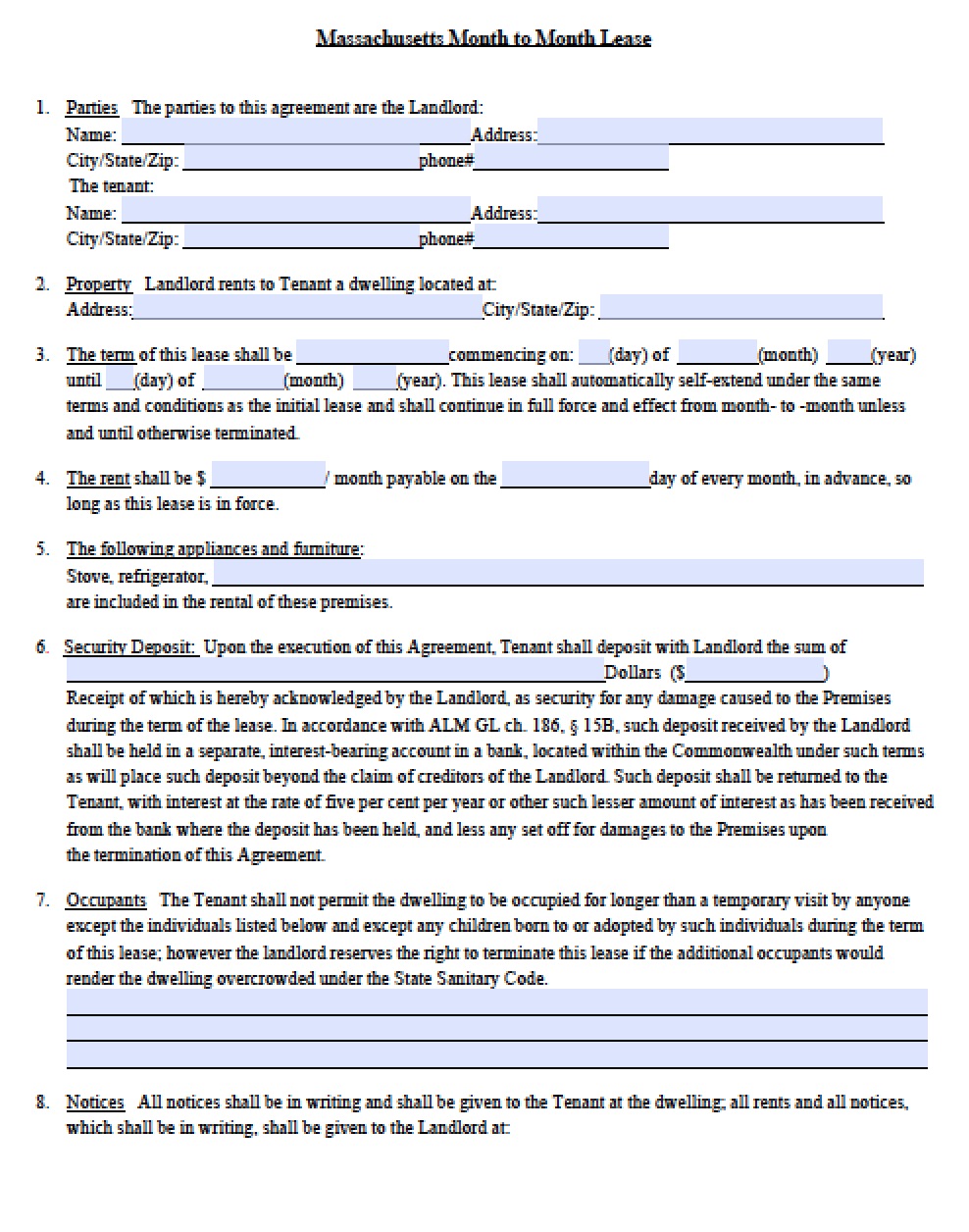 Housing Agreement Template