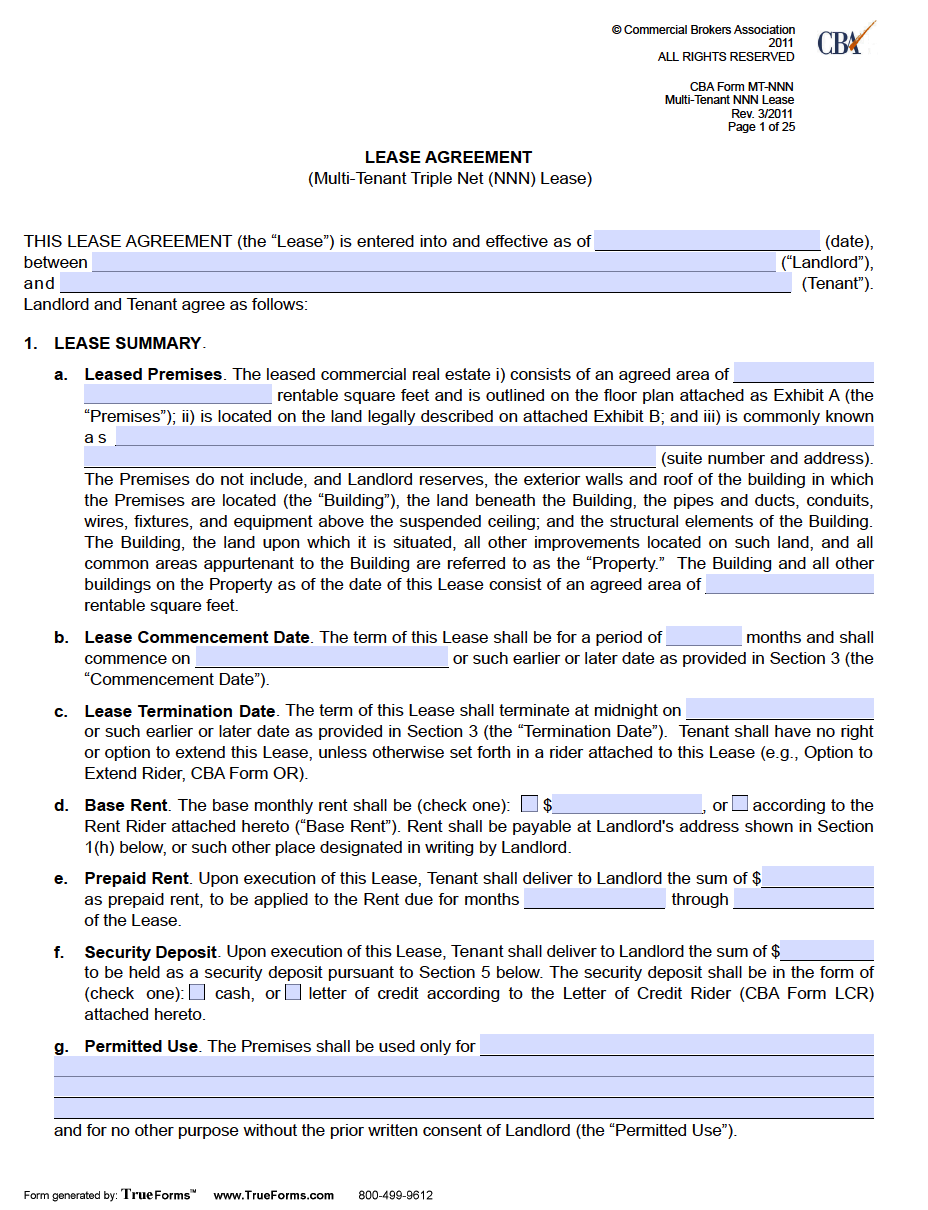 Free Commercial Rental Lease Agreement Templates | PDF | Word