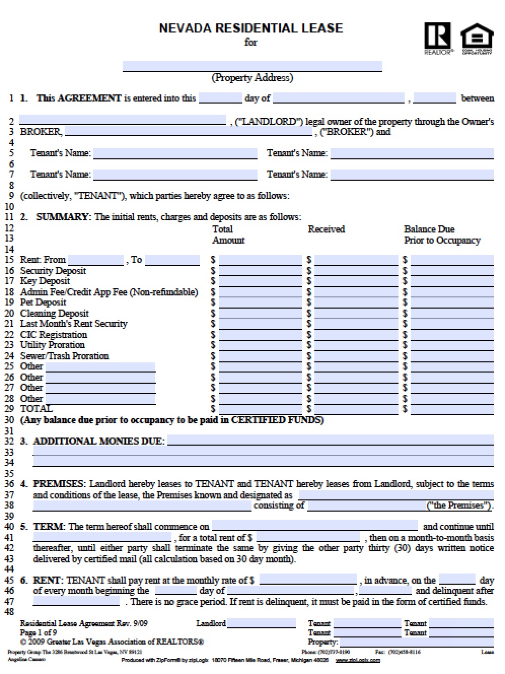 Free Nevada Residential Lease Agreement Pdf Word Doc 3762