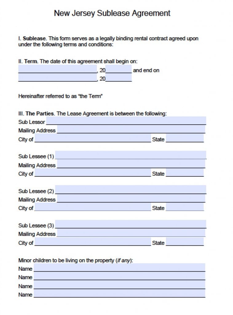 Free New Jersey Rental Lease Agreement Templates | PDF | Word