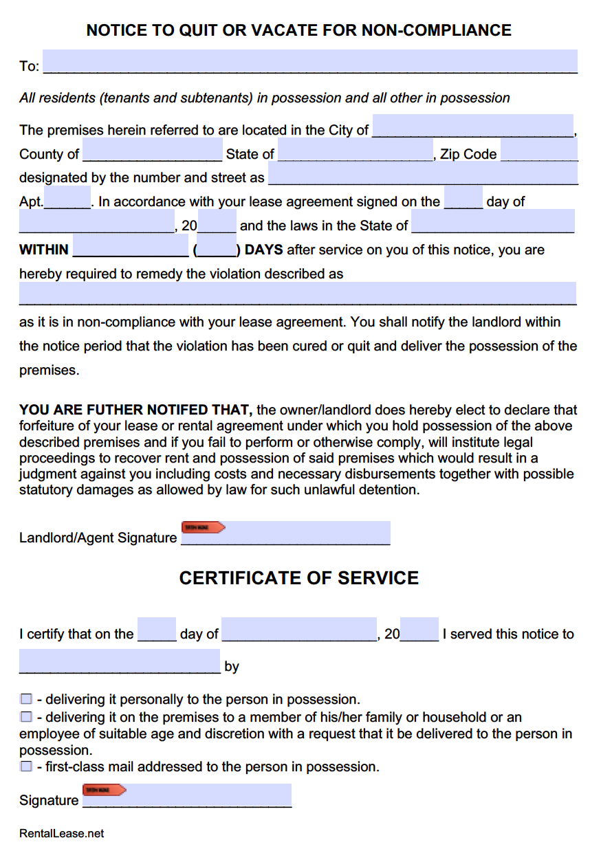 Lease Violation Template Lease Violation Template
