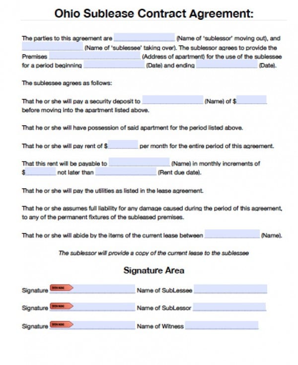 Free Ohio Rental Lease Agreement Templates PDF Word