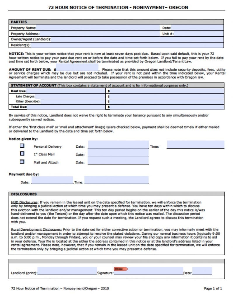 Free Oregon Rental Lease Agreement Templates PDF Word