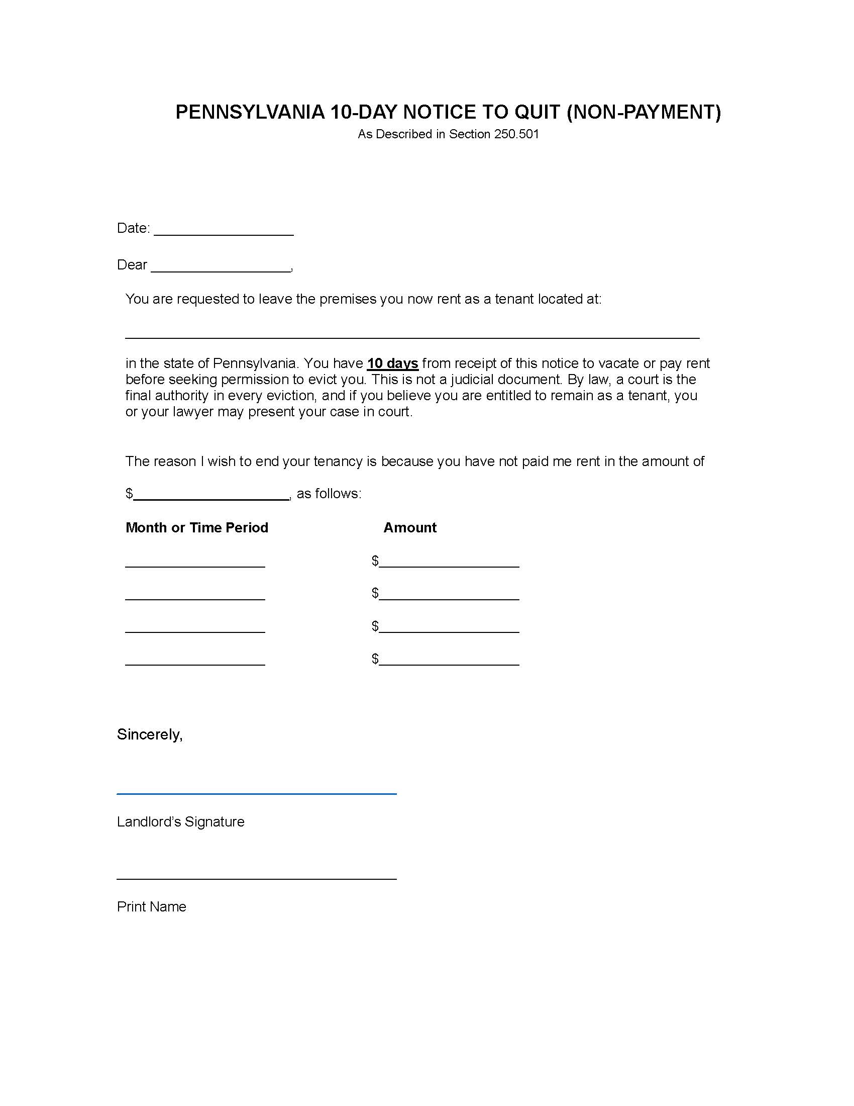 free-pennsylvania-ten-10-day-notice-to-quit-nonpayment-template