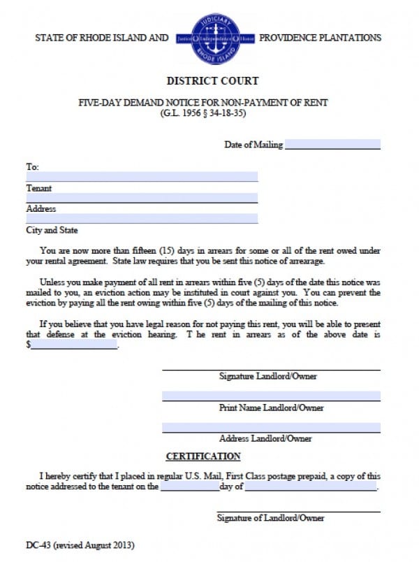 Free Rhode Island Rental Lease Agreement Templates PDF Word