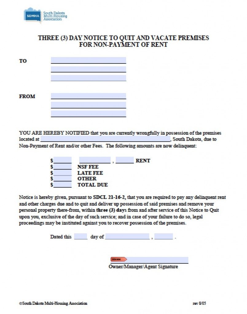 Free South Dakota Rental Lease Agreement Templates PDF Word