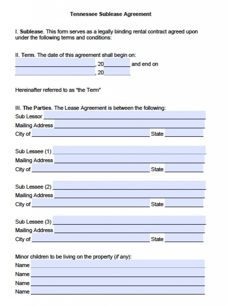 Free Tennessee Rental Lease Agreement Templates | PDF | Word