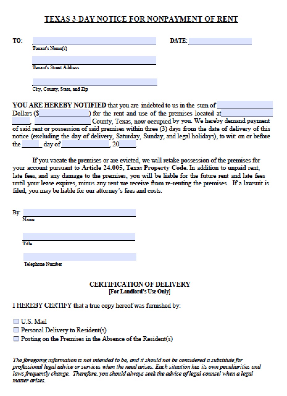 Eviction Letter Template Texas TUTORE ORG Master Of Documents