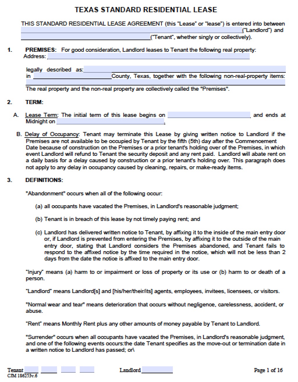 Free Texas Residential Lease Agreement | PDF | Word (.doc)