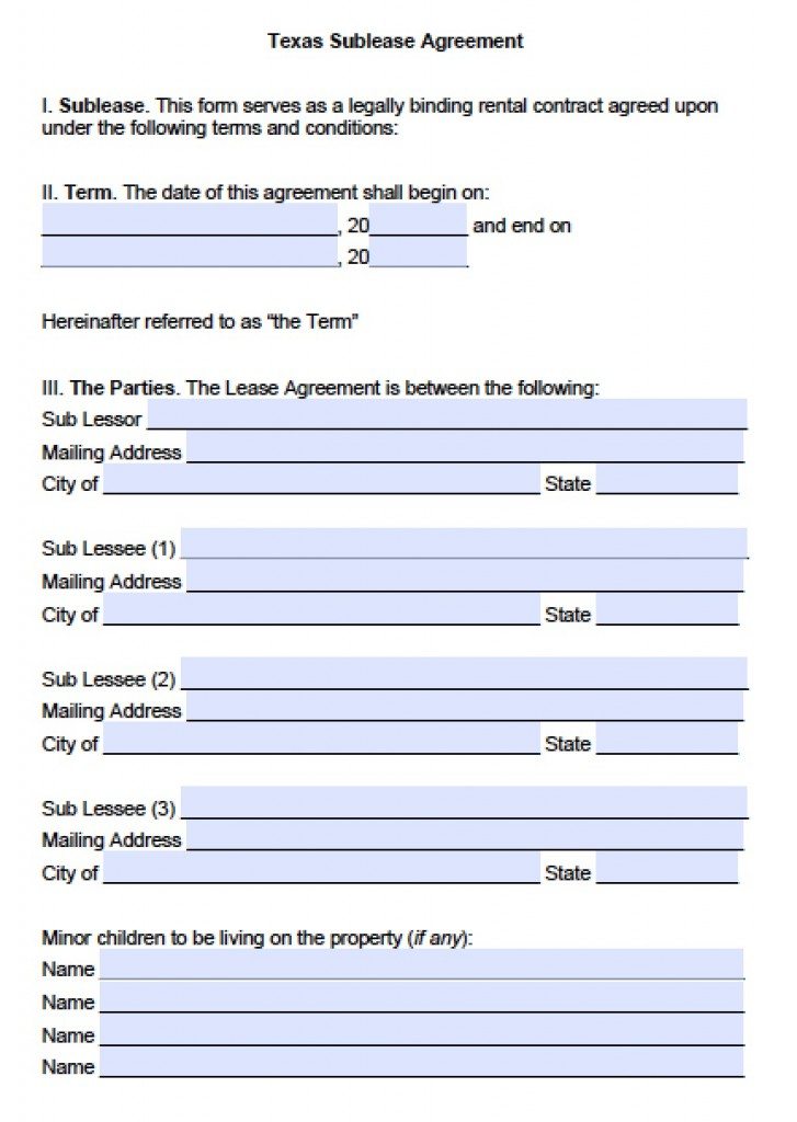 Free Texas Rental Lease Agreement Templates PDF Word