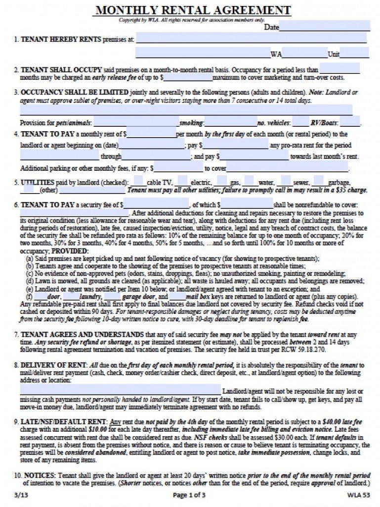 Free Washington Rental Lease Agreement Templates | PDF | Word