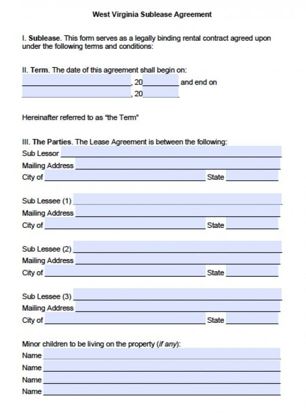 Free West Virginia Rental Lease Agreement Templates | PDF | Word