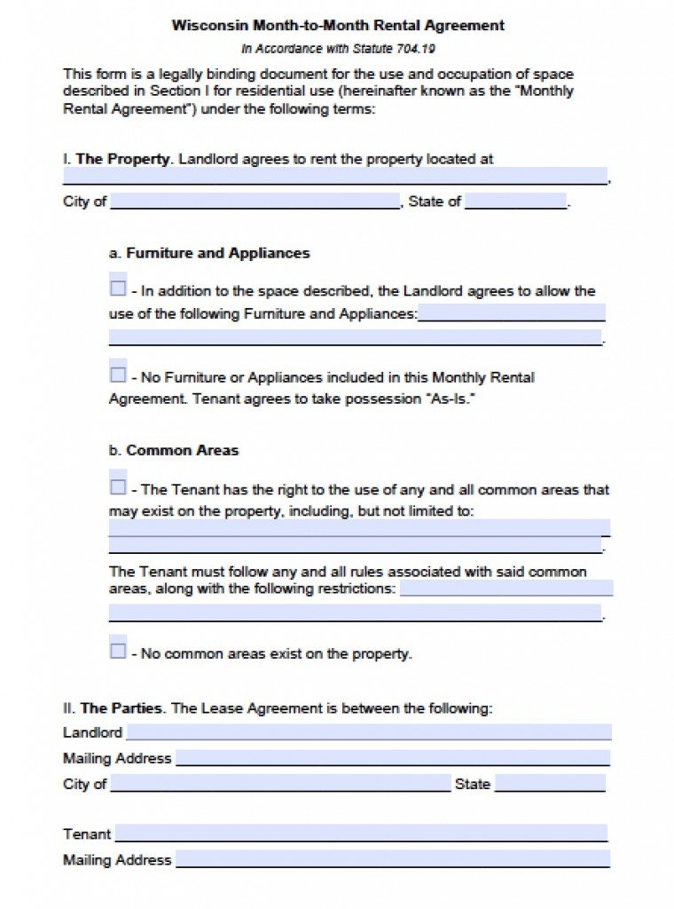 Free Wisconsin Rental Lease Agreement Templates  PDF  Word