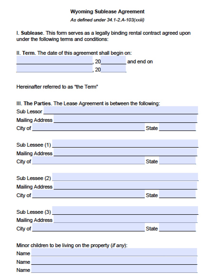 Free Wyoming Rental Lease Agreement Templates | PDF | Word